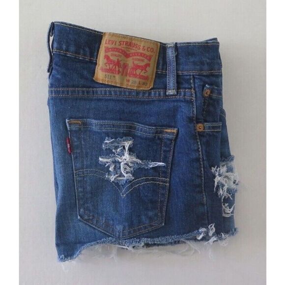 Levi's 511 Women's Size 28 Cutoff Button Fly Distressed Mid-Rise Jean Shorts - Picture 4 of 4